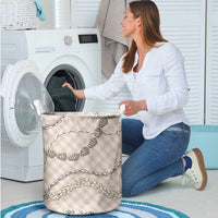 Beige Aloha Hawaii Shell Lei Laundry Basket Palaka Hebrew Cone Honey Cowrie Elegant Curves LT14 - Polynesian Pride