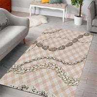Beige Aloha Hawaii Shell Lei Area Rug Palaka Hebrew Cone Honey Cowrie Elegant Curves - Polynesian Pride