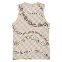 Beige Aloha Hawaii Shell Lei Basketball Jersey Palaka Hebrew Cone Honey Cowrie Elegant Curves - Polynesian Pride