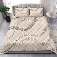 Beige Aloha Hawaii Shell Lei Bedding Set Palaka Hebrew Cone Honey Cowrie Elegant Curves - Polynesian Pride