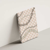 Beige Aloha Hawaii Shell Lei Canvas Wall Art Palaka Hebrew Cone Honey Cowrie Elegant Curves - Polynesian Pride