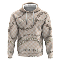 Beige Aloha Hawaii Shell Lei Hoodie Palaka Hebrew Cone Honey Cowrie Elegant Curves - Polynesian Pride