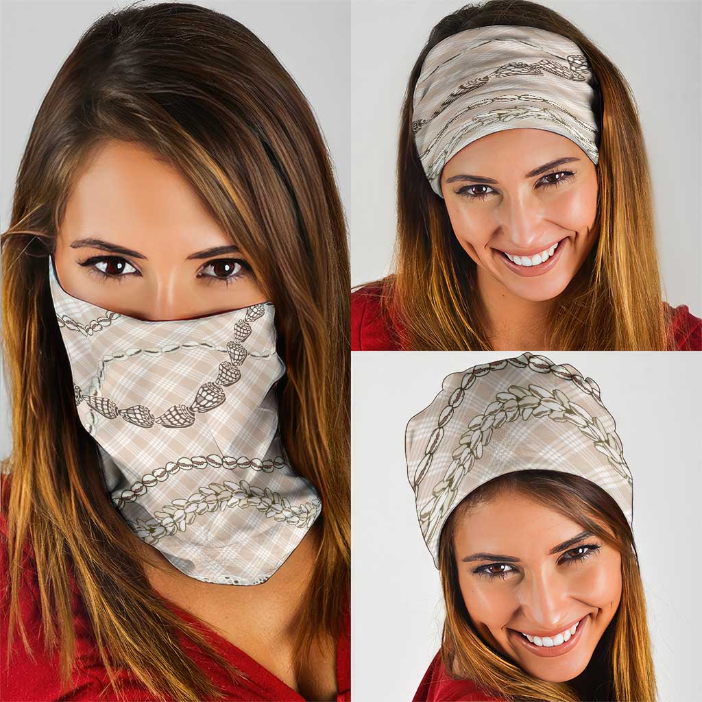 Beige Aloha Hawaii Shell Lei Neck Gaiter Palaka Hebrew Cone Honey Cowrie Elegant Curves - Polynesian Pride