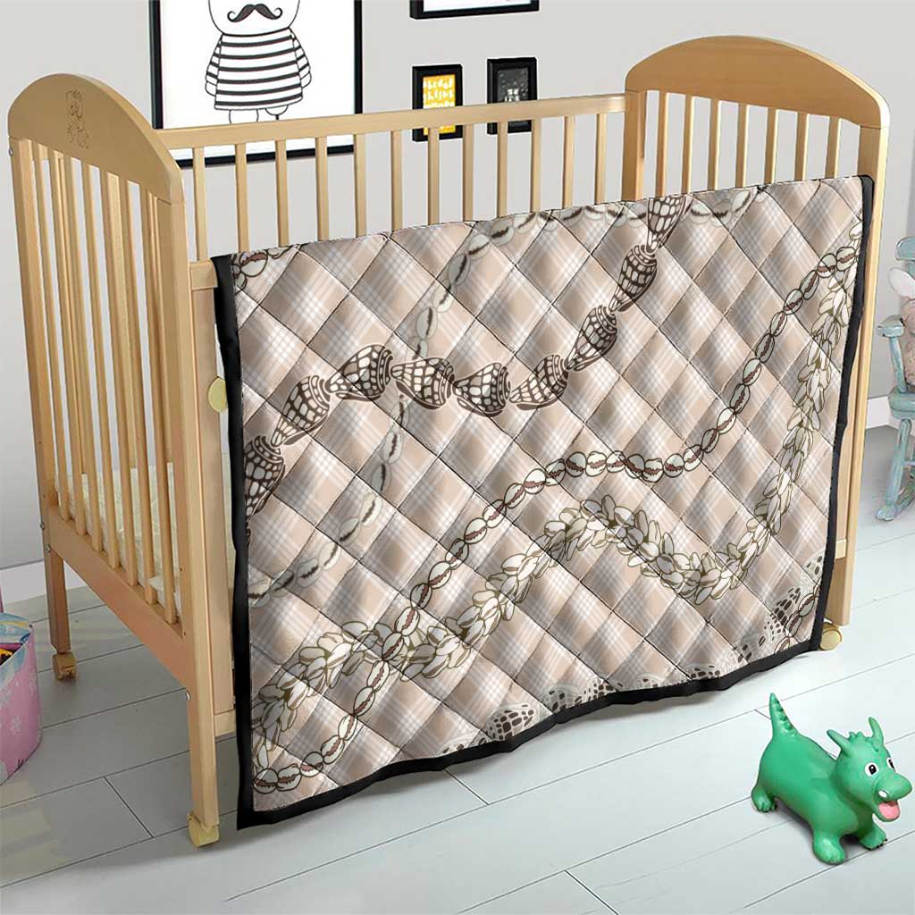 Beige Aloha Hawaii Shell Lei Quilt Palaka Hebrew Cone Honey Cowrie Elegant Curves - Polynesian Pride