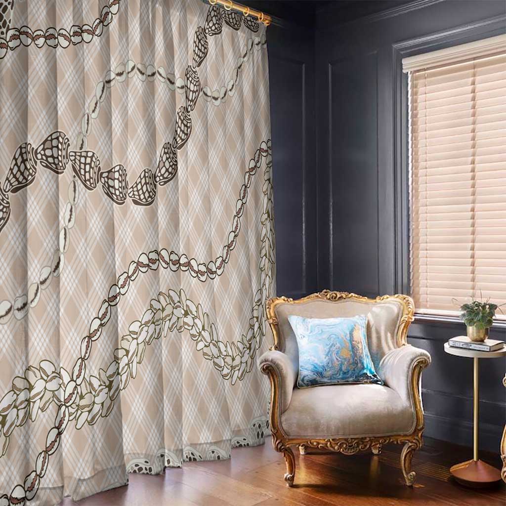 Beige Aloha Hawaii Shell Lei Window Curtain Palaka Hebrew Cone Honey Cowrie Elegant Curves - Polynesian Pride