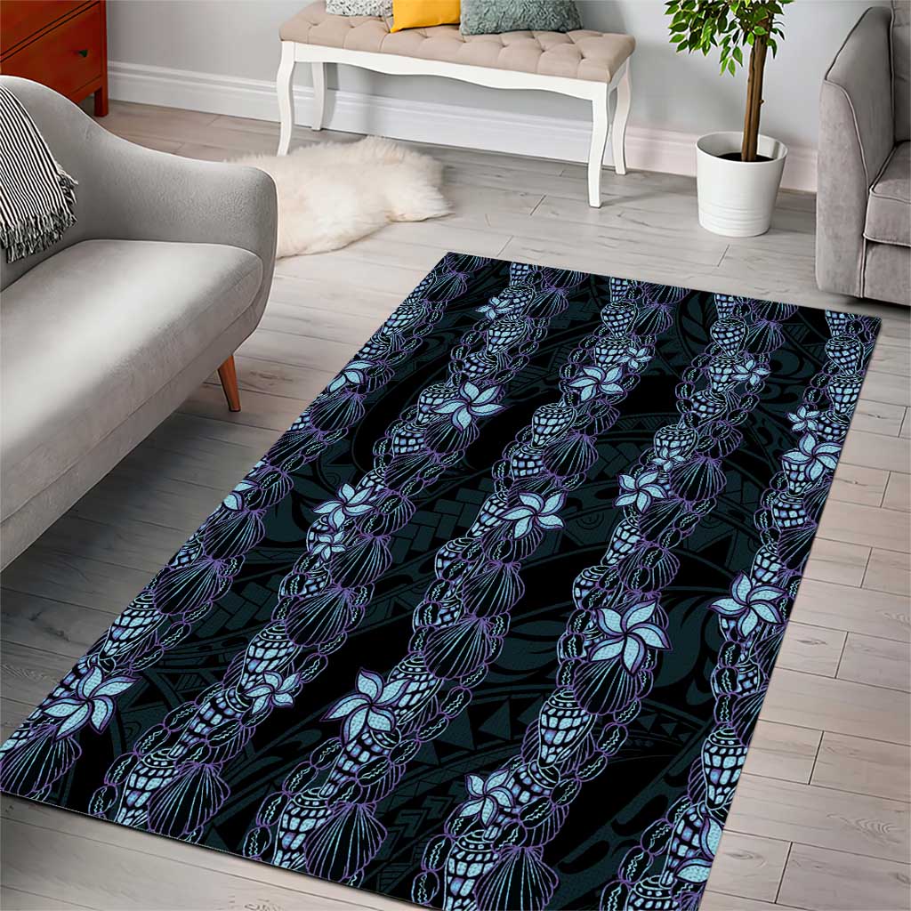 Purple Paradise Hawaii Shell Lei Area Rug Hawaiian Sunrise Shell Hebrew Cone Plumeria - Polynesian Pride