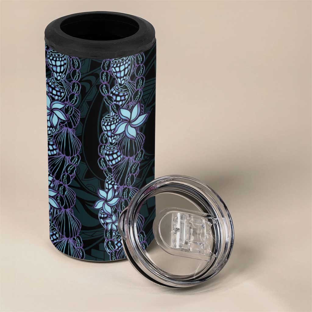 Purple Paradise Hawaii Shell Lei 4 in 1 Can Cooler Tumbler Hawaiian Sunrise Shell Hebrew Cone Plumeria - Polynesian Pride