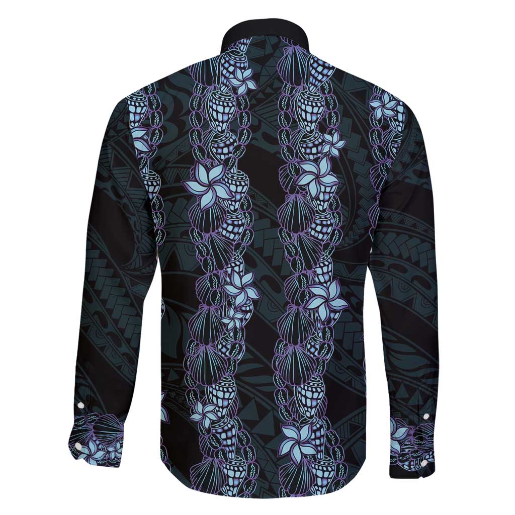 Purple Paradise Hawaii Shell Lei Family Matching Off Shoulder Short Dress and Hawaiian Shirt Hawaiian Sunrise Shell Hebrew Cone Plumeria - Polynesian Pride