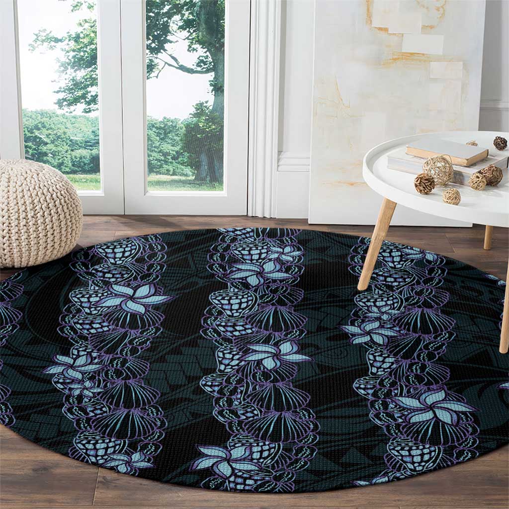 Purple Paradise Hawaii Shell Lei Round Carpet Hawaiian Sunrise Shell Hebrew Cone Plumeria - Polynesian Pride