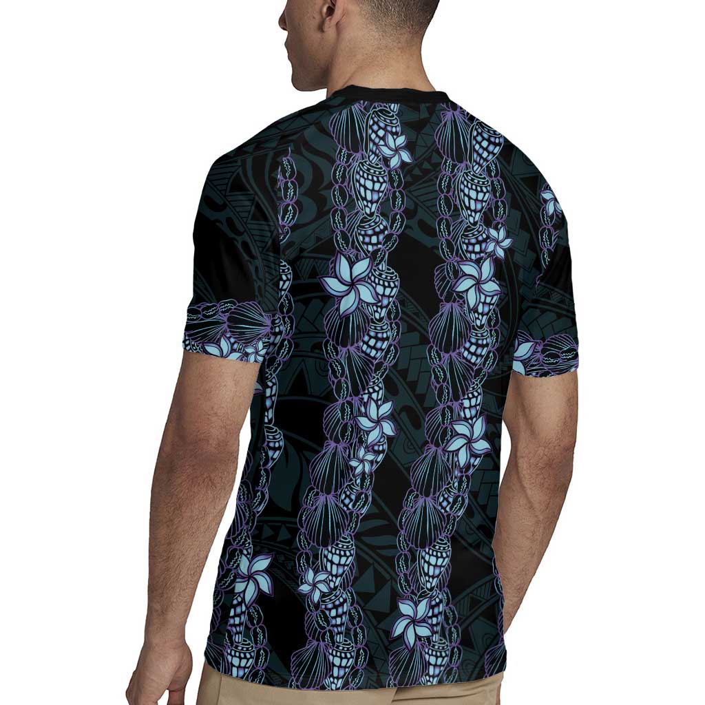 Purple Paradise Hawaii Shell Lei Rugby Jersey Hawaiian Sunrise Shell Hebrew Cone Plumeria - Polynesian Pride