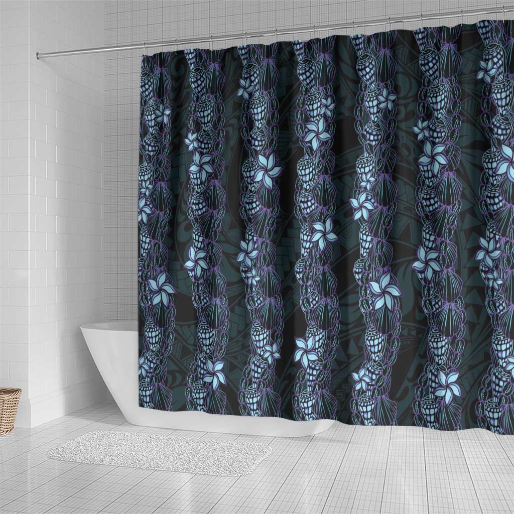 Purple Paradise Hawaii Shell Lei Shower Curtain Hawaiian Sunrise Shell Hebrew Cone Plumeria - Polynesian Pride