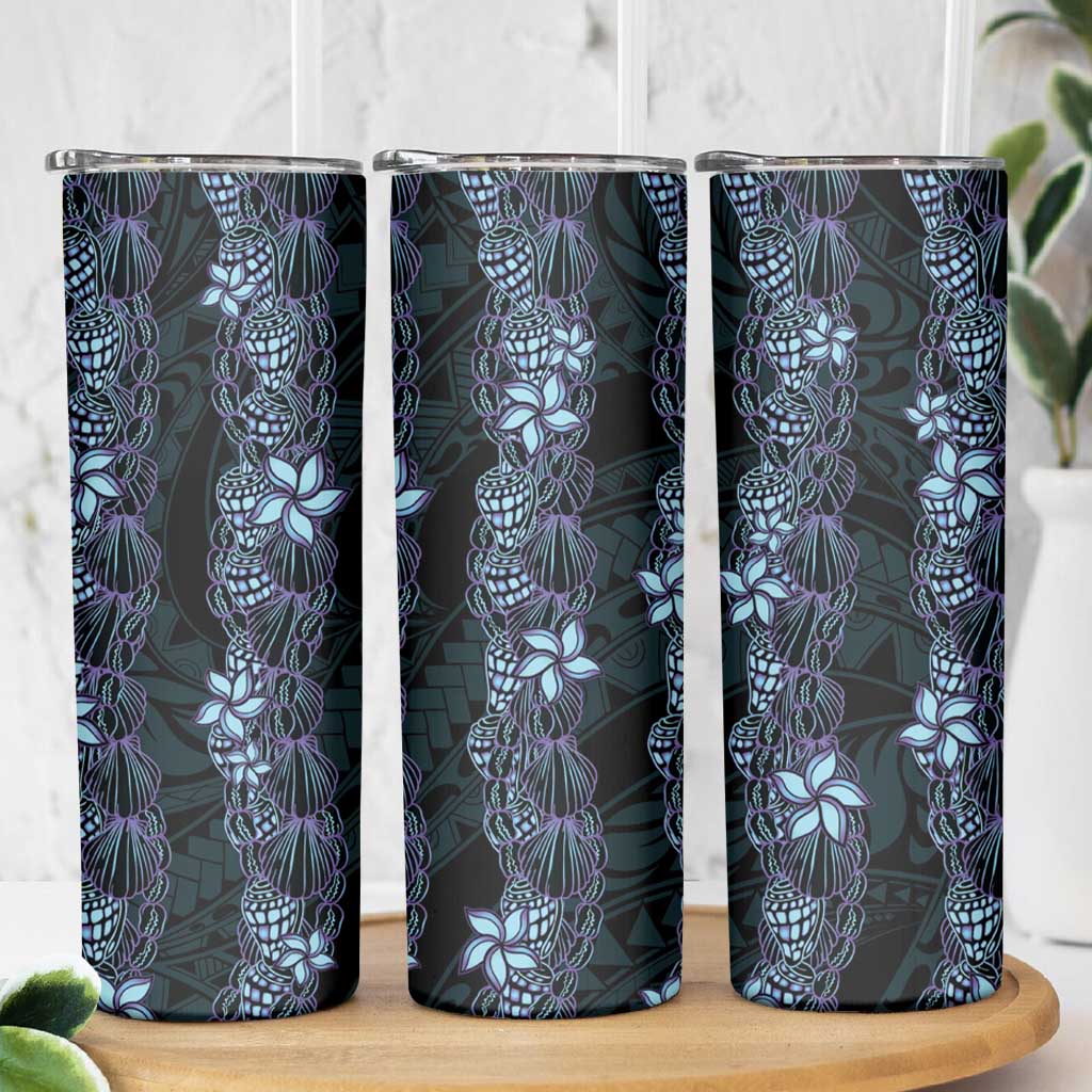 Purple Paradise Hawaii Shell Lei Skinny Tumbler Hawaiian Sunrise Shell Hebrew Cone Plumeria - Polynesian Pride