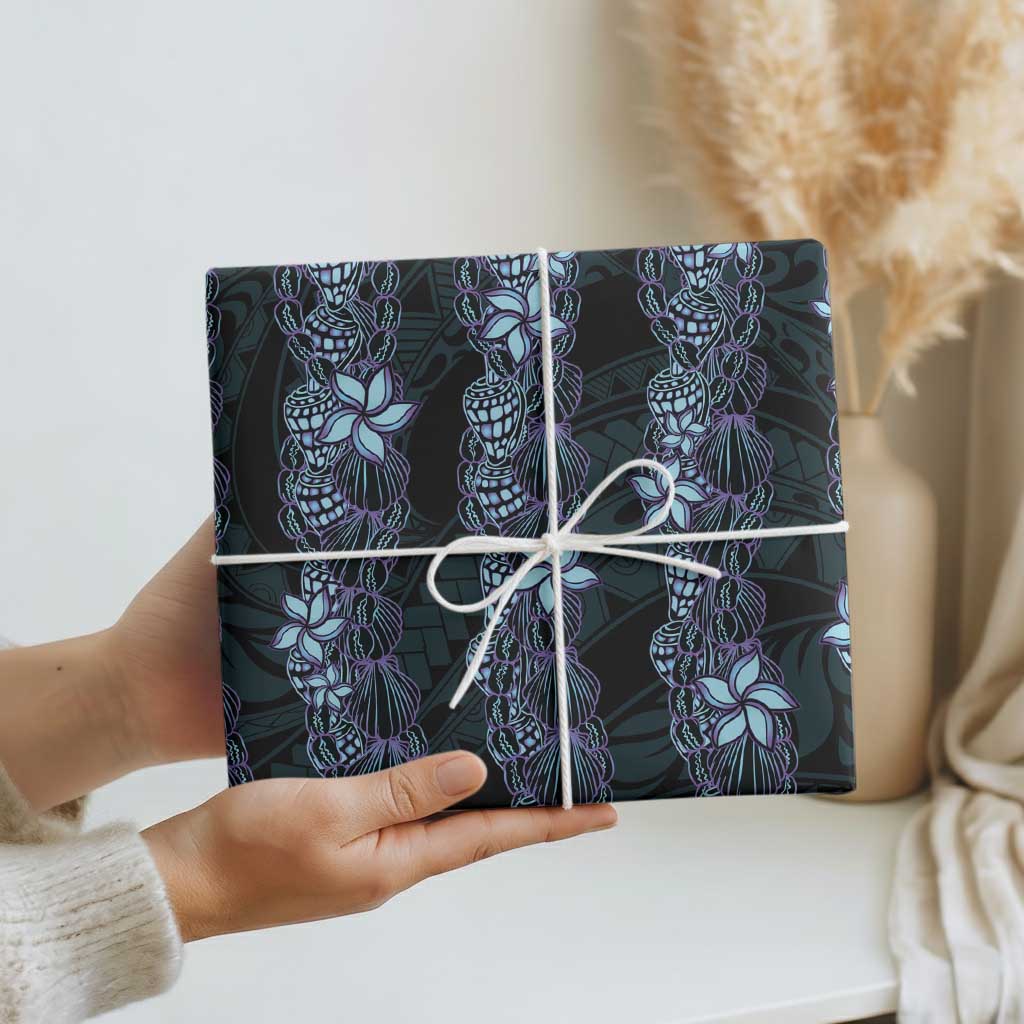 Purple Paradise Hawaii Shell Lei Wrapping Paper Hawaiian Sunrise Shell Hebrew Cone Plumeria - Polynesian Pride