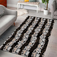 Black and Beige Hawaii Shell Lei Area Rug Hawaiian Sunrise Shell Hebrew Cone Plumeria - Polynesian Pride