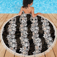 Black and Beige Hawaii Shell Lei Beach Blanket Hawaiian Sunrise Shell Hebrew Cone Plumeria - Polynesian Pride