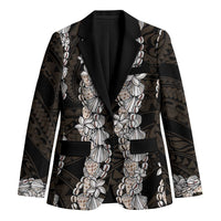 Black and Beige Hawaii Shell Lei Blazer Hawaiian Sunrise Shell Hebrew Cone Plumeria - Polynesian Pride