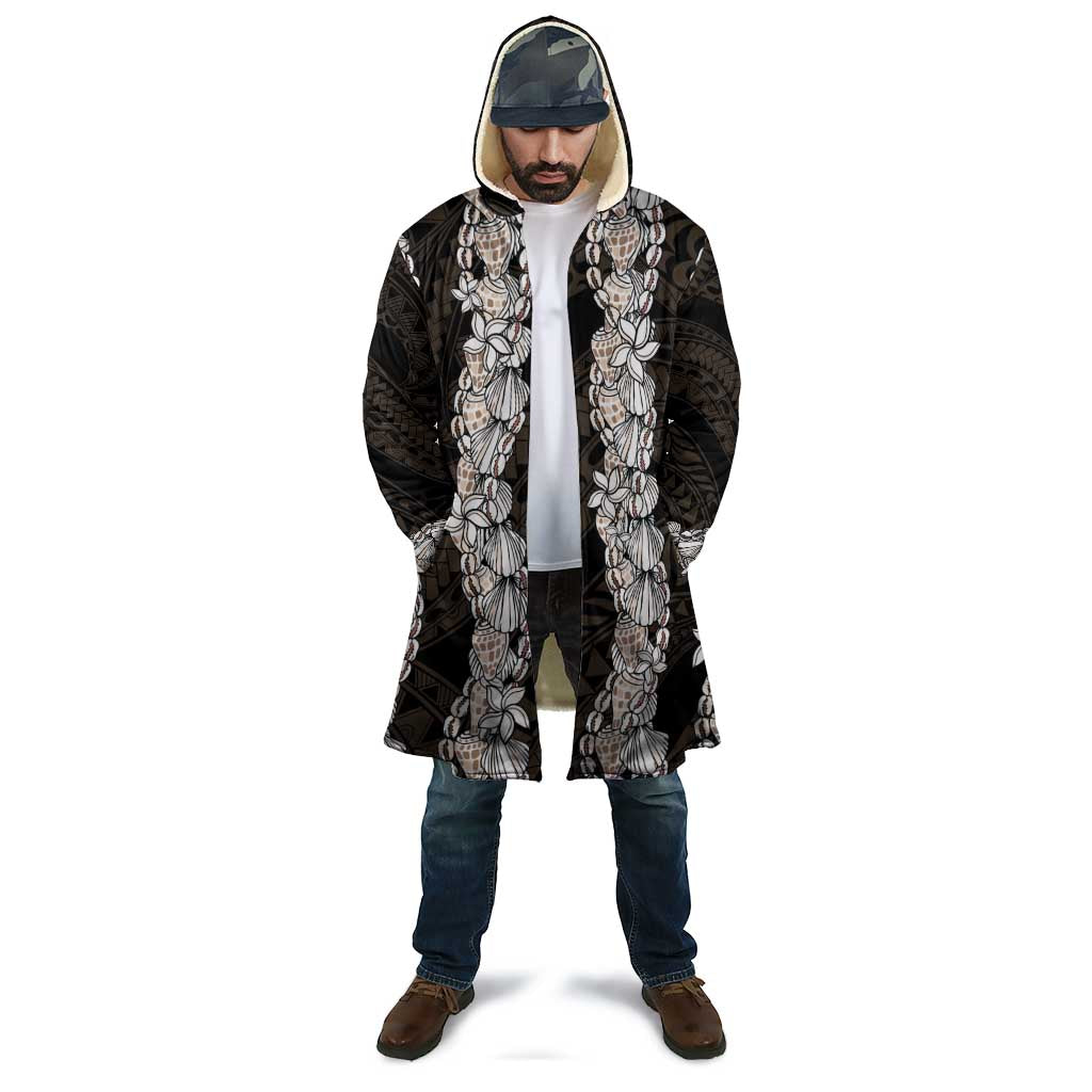 Black and Beige Hawaii Shell Lei Cloak Hawaiian Sunrise Shell Hebrew Cone Plumeria - Polynesian Pride