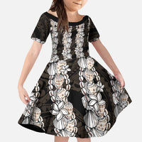 Black and Beige Hawaii Shell Lei Family Matching Mermaid Dress and Hawaiian Shirt Hawaiian Sunrise Shell Hebrew Cone Plumeria - Polynesian Pride