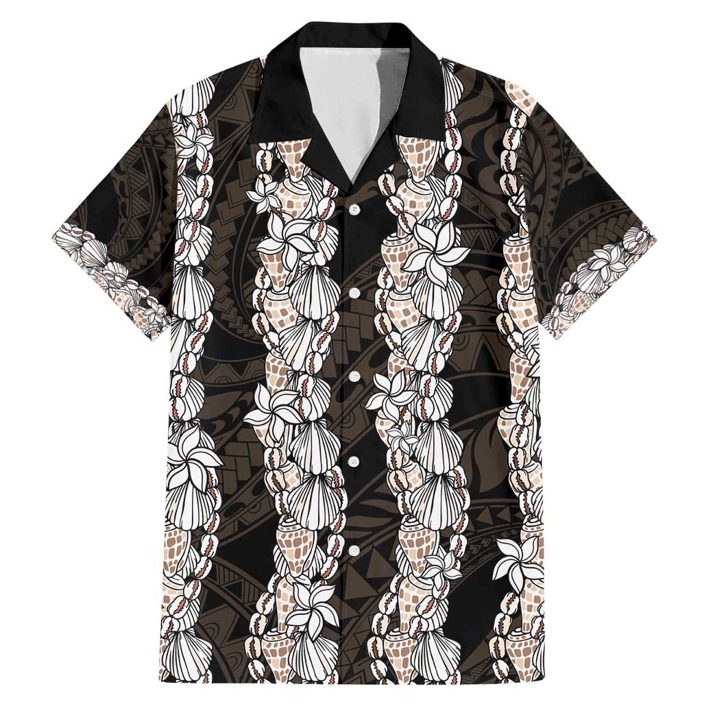 Black and Beige Hawaii Shell Lei Family Matching Mermaid Dress and Hawaiian Shirt Hawaiian Sunrise Shell Hebrew Cone Plumeria - Polynesian Pride