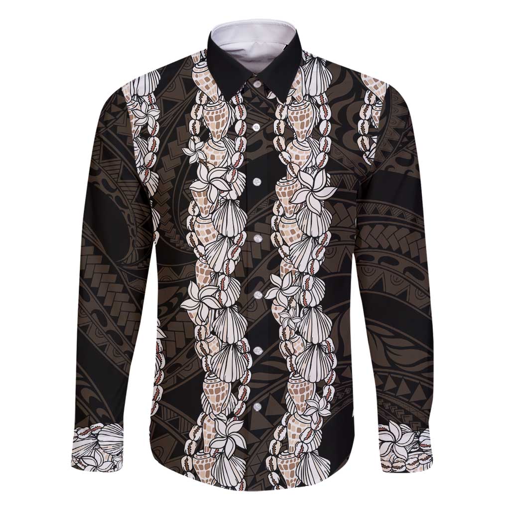 Black and Beige Hawaii Shell Lei Family Matching Mermaid Dress and Hawaiian Shirt Hawaiian Sunrise Shell Hebrew Cone Plumeria - Polynesian Pride