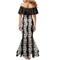 Black and Beige Hawaii Shell Lei Family Matching Mermaid Dress and Hawaiian Shirt Hawaiian Sunrise Shell Hebrew Cone Plumeria - Polynesian Pride