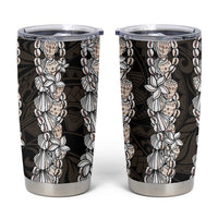Black and Beige Hawaii Shell Lei Tumbler Cup Hawaiian Sunrise Shell Hebrew Cone Plumeria - Polynesian Pride