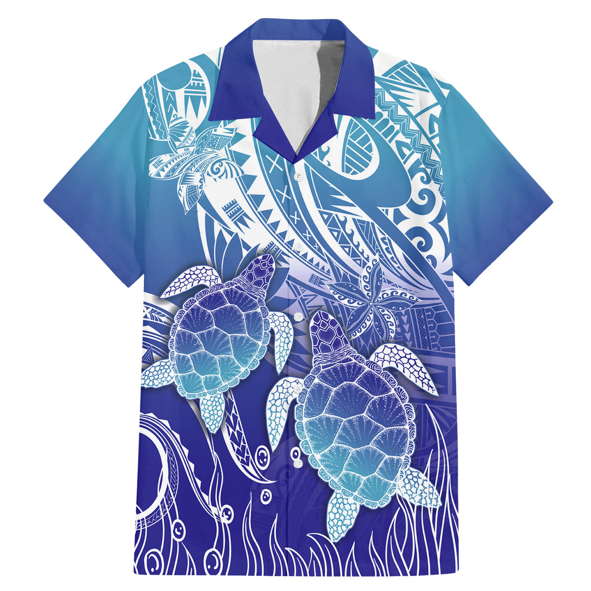 Polynesia Sea Turtle Family Matching Mermaid Dress and Hawaiian Shirt Happy Valentine Day Polynesian - Dark Cyan LT14 Dad's Shirt - Short Sleeve Dark Cyan - Polynesian Pride