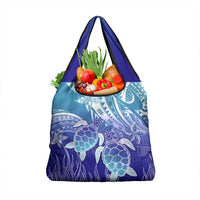 Polynesia Sea Turtle Grocery Bag Happy Valentine Day Polynesian - Dark Cyan
