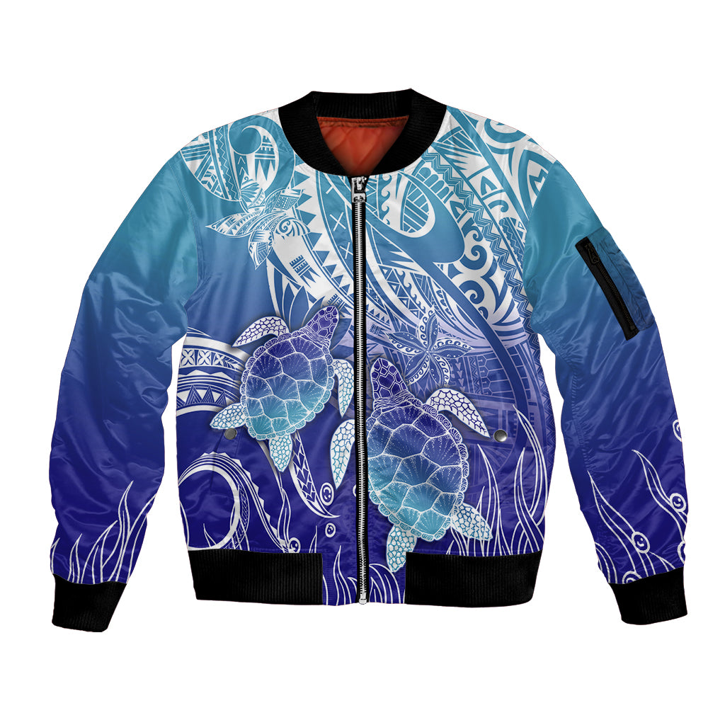 Polynesia Sea Turtle Sleeve Zip Bomber Jacket Happy Valentine Day Polynesian - Dark Cyan LT14 Unisex Dark Cyan - Polynesian Pride