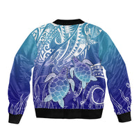 Polynesia Sea Turtle Sleeve Zip Bomber Jacket Happy Valentine Day Polynesian - Dark Cyan LT14 - Polynesian Pride