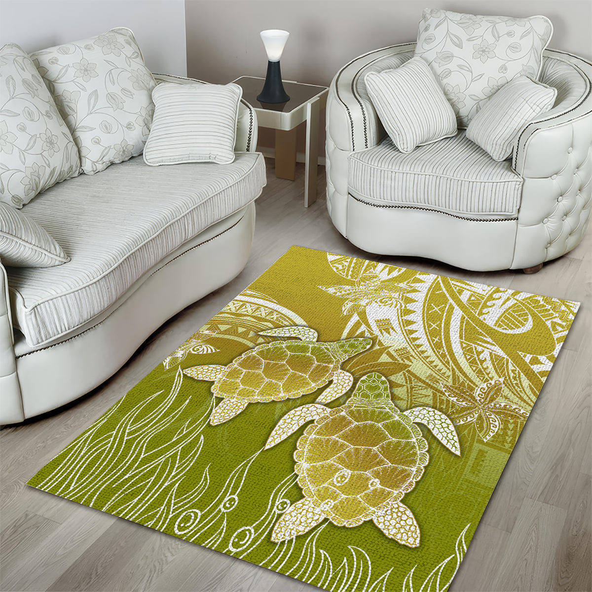 Polynesia Sea Turtle Area Rug Happy Valentine Day Polynesian - Gold LT14 - Polynesian Pride