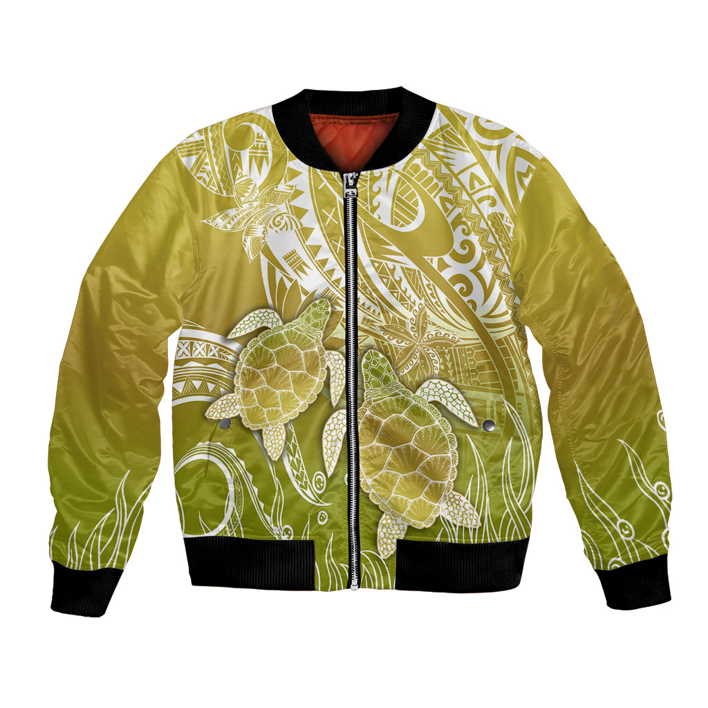 Polynesia Sea Turtle Bomber Jacket Happy Valentine Day Polynesian - Gold LT14 Unisex Gold - Polynesian Pride