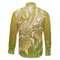 Polynesia Sea Turtle Family Matching Long Sleeve Bodycon Dress and Hawaiian Shirt Happy Valentine Day Polynesian - Gold LT14 - Polynesian Pride