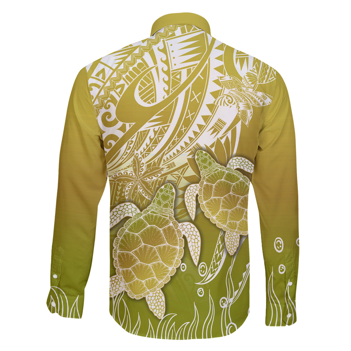 Polynesia Sea Turtle Family Matching Off Shoulder Short Dress and Hawaiian Shirt Happy Valentine Day Polynesian - Gold LT14 - Polynesian Pride