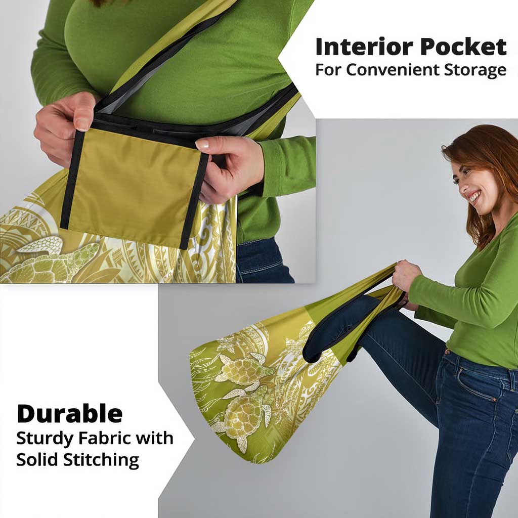 Polynesia Sea Turtle Grocery Bag Happy Valentine Day Polynesian - Gold