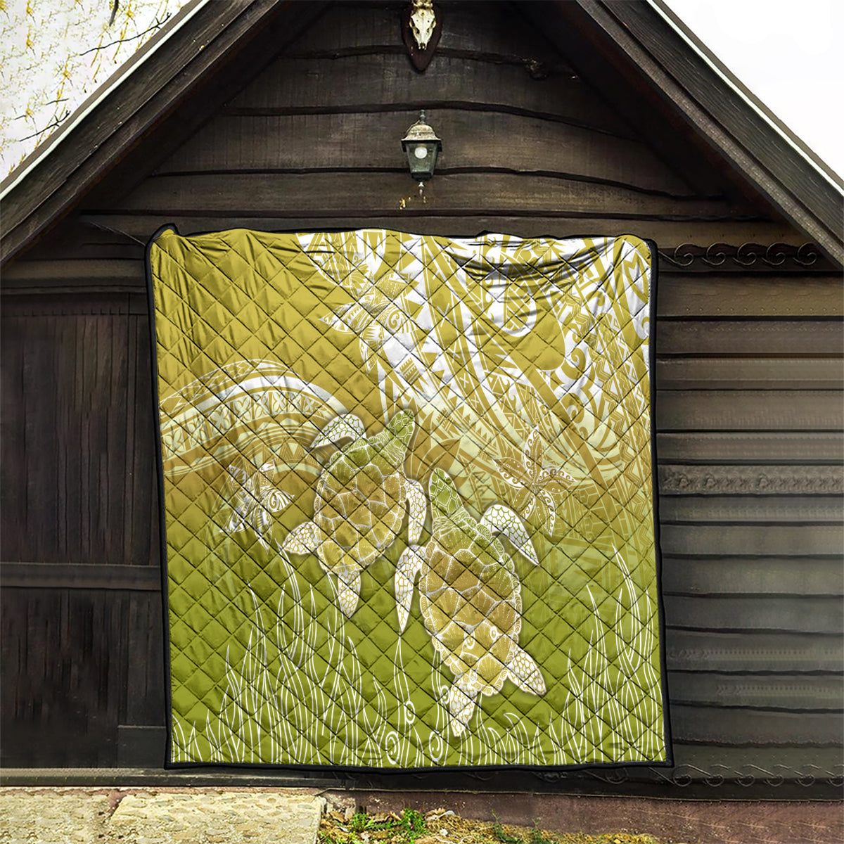 Polynesia Sea Turtle Quilt Happy Valentine Day Polynesian - Gold LT14 - Polynesian Pride