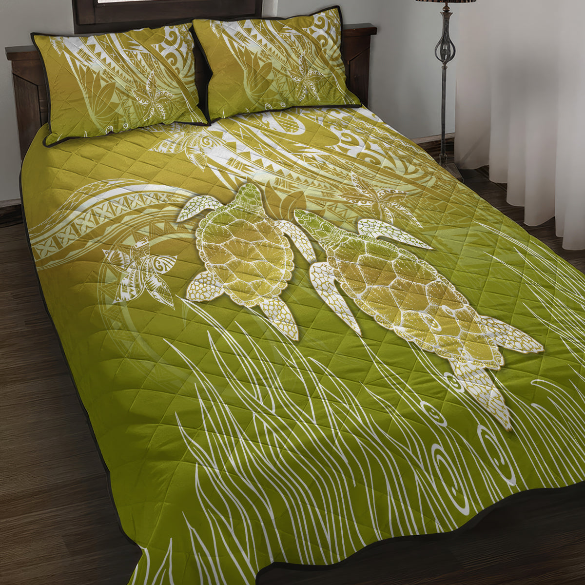 Polynesia Sea Turtle Quilt Bed Set Happy Valentine Day Polynesian - Gold LT14 - Polynesian Pride