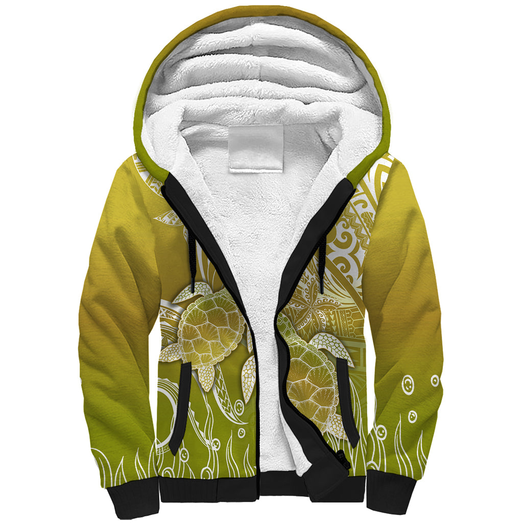 Polynesia Sea Turtle Sherpa Hoodie Happy Valentine Day Polynesian - Gold LT14 Unisex Gold - Polynesian Pride