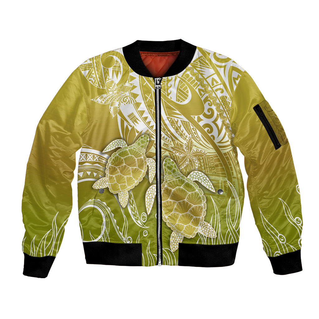 Polynesia Sea Turtle Sleeve Zip Bomber Jacket Happy Valentine Day Polynesian - Gold LT14 Unisex Gold - Polynesian Pride