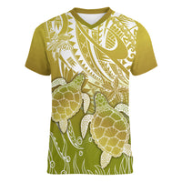 Polynesia Sea Turtle Women V Neck T Shirt Happy Valentine Day Polynesian - Gold LT14 Female Gold - Polynesian Pride