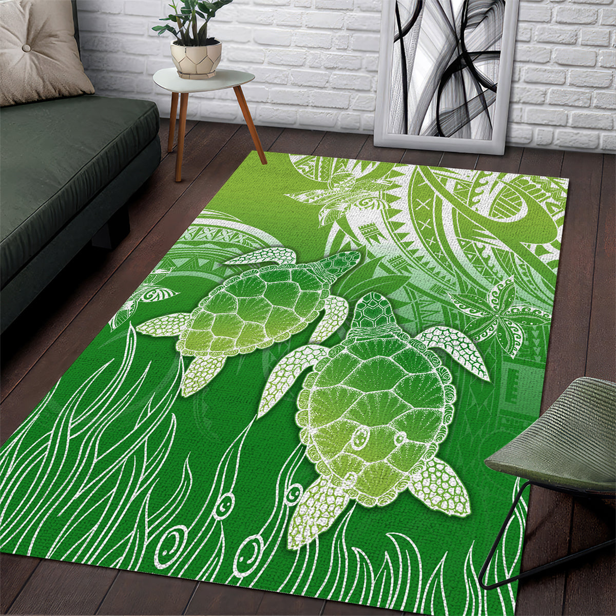 Polynesia Sea Turtle Area Rug Happy Valentine Day Polynesian - Green LT14 Green - Polynesian Pride
