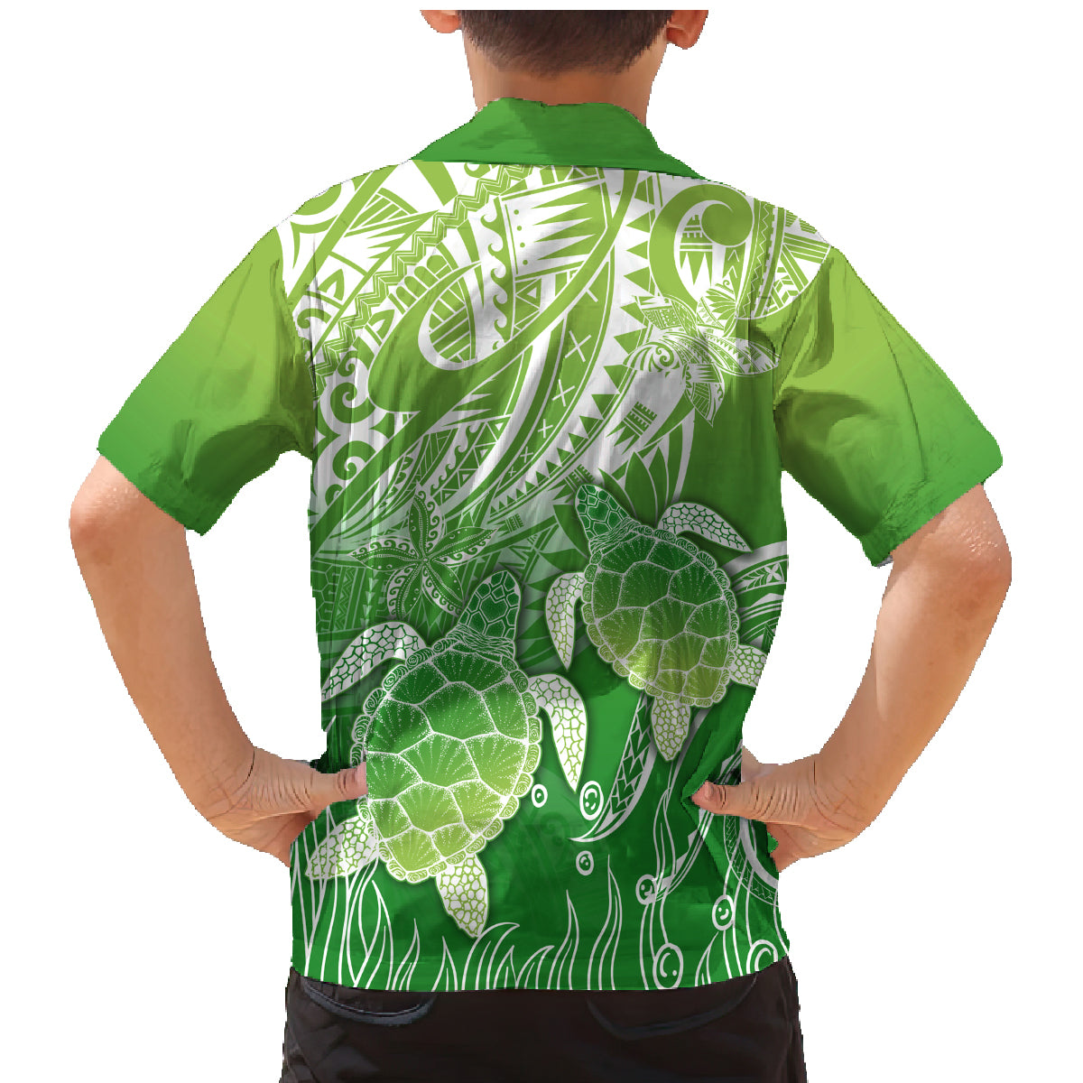 Polynesia Sea Turtle Family Matching Mermaid Dress and Hawaiian Shirt Happy Valentine Day Polynesian - Green LT14 - Polynesian Pride