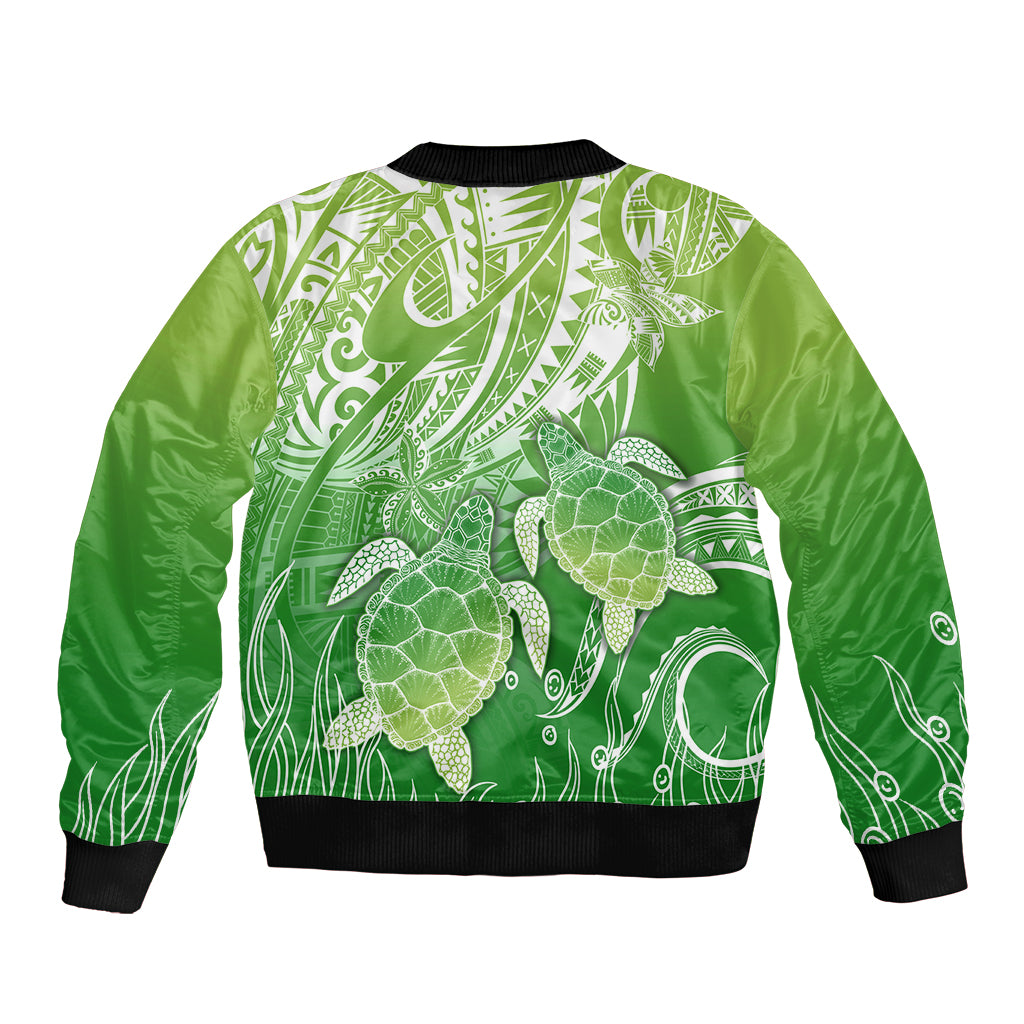 Polynesia Sea Turtle Sleeve Zip Bomber Jacket Happy Valentine Day Polynesian - Green LT14 - Polynesian Pride