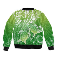Polynesia Sea Turtle Sleeve Zip Bomber Jacket Happy Valentine Day Polynesian - Green LT14 - Polynesian Pride