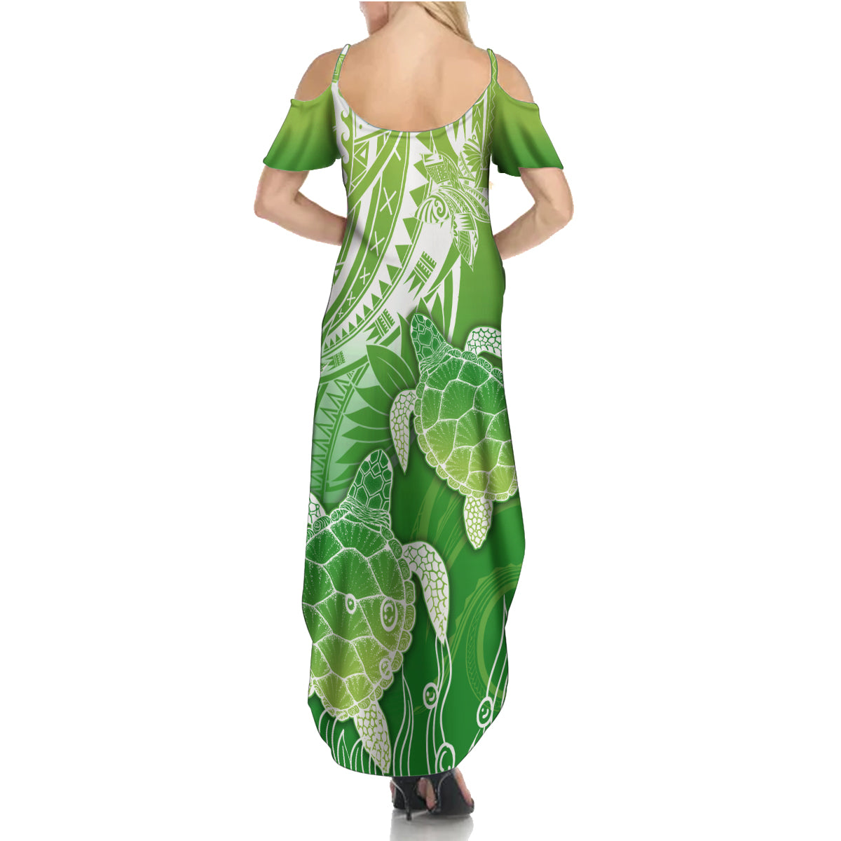 Polynesia Sea Turtle Summer Maxi Dress Happy Valentine Day Polynesian - Green LT14 - Polynesian Pride
