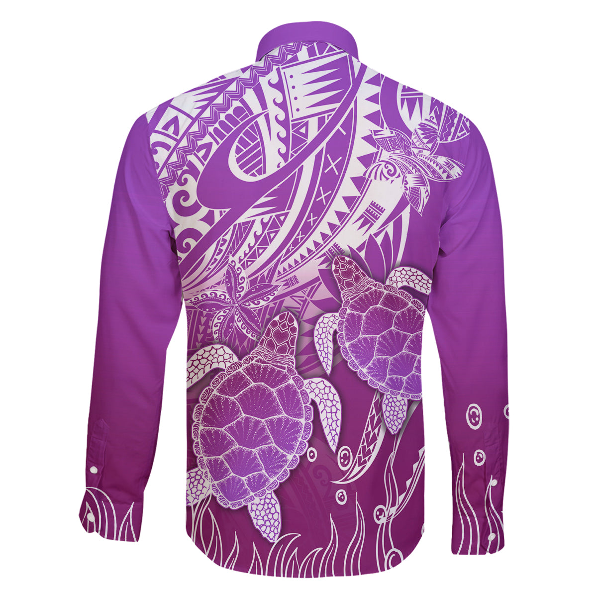 Polynesia Valentine Day Family Matching Off Shoulder Short Dress and Hawaiian Shirt Polynesian Sea Turtle Purple Version LT14 - Polynesian Pride