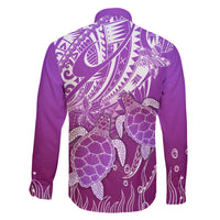 Polynesia Valentine Day Family Matching Off Shoulder Short Dress and Hawaiian Shirt Polynesian Sea Turtle Purple Version LT14 - Polynesian Pride