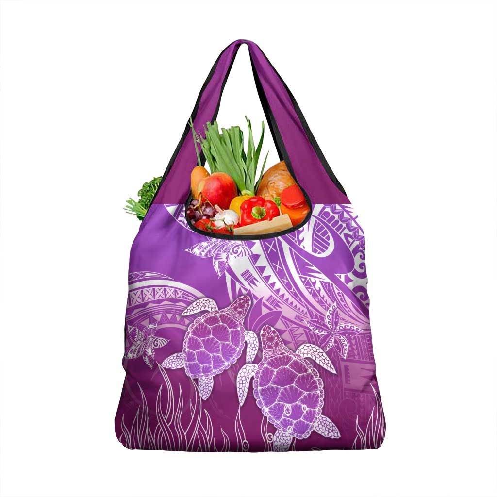 Polynesia Valentine Day Grocery Bag Polynesian Sea Turtle Purple Version