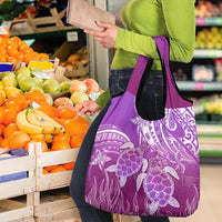 Polynesia Valentine Day Grocery Bag Polynesian Sea Turtle Purple Version