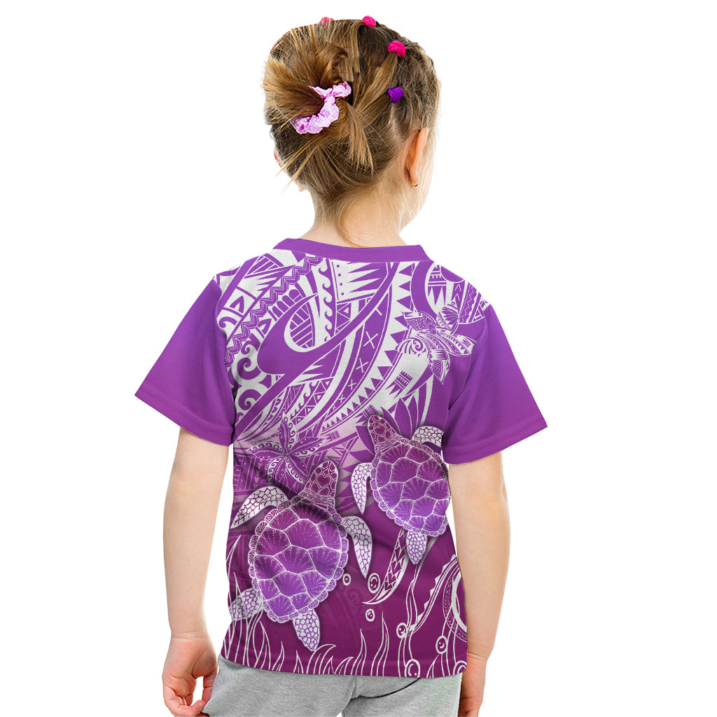 Polynesia Valentine Day Kid T Shirt Polynesian Sea Turtle Purple Version LT14 - Polynesian Pride